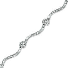 0.25 CT. T.W. Diamond Cluster Station Bracelet in 10K White Gold