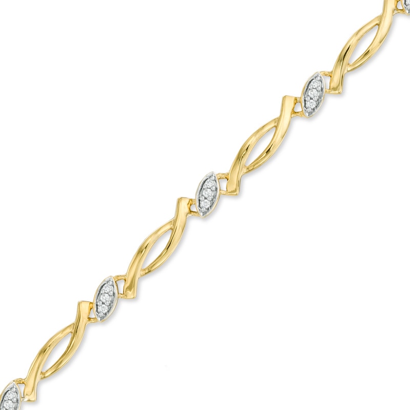 0.16 CT. T.W. Diamond Station Bracelet in 10K Gold|Peoples Jewellers