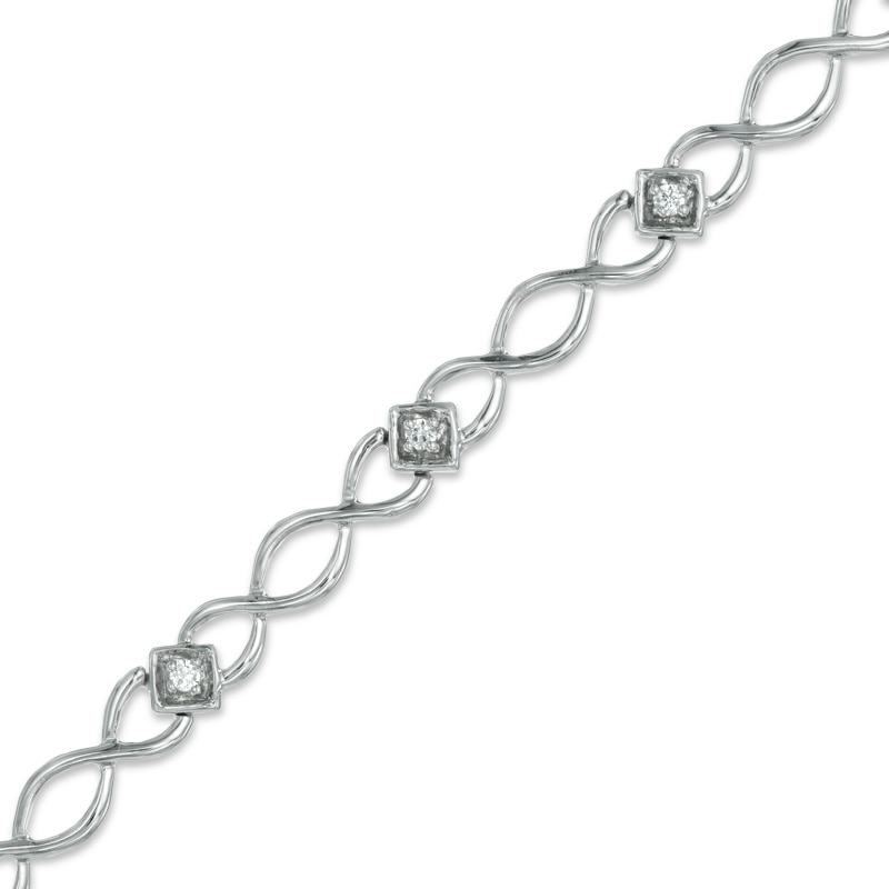 0.10 CT. T.W. Diamond Infinity Link Bracelet in 10K White Gold|Peoples Jewellers