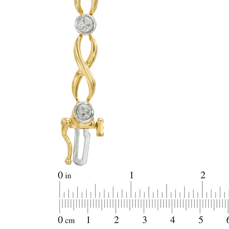 Main Image 2 of 0.13 CT. T.W. Diamond Cluster Infinity Link Bracelet in 10K Gold