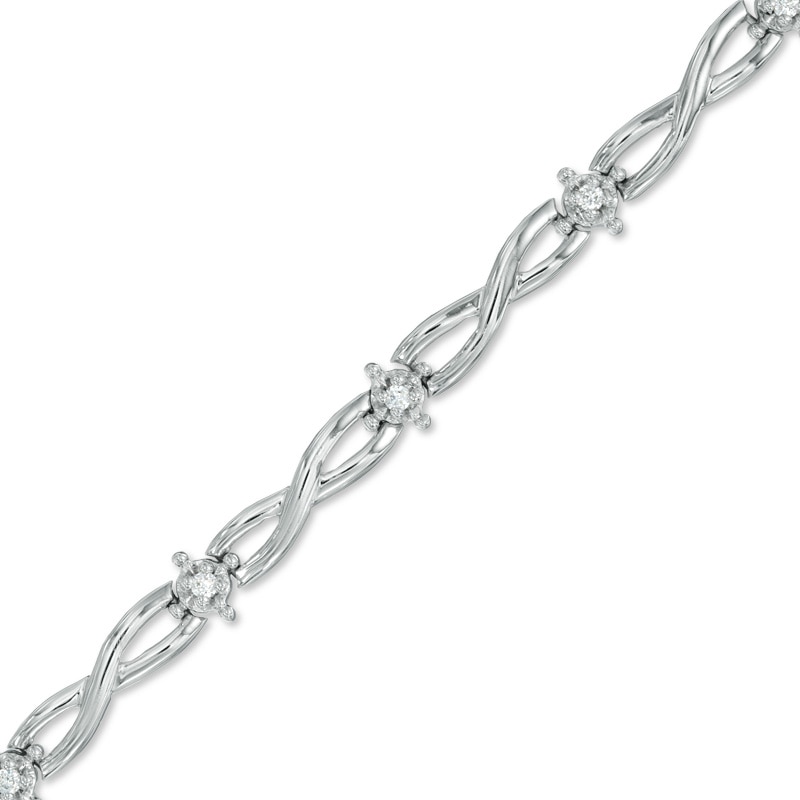 Main Image 1 of 0.25 CT. T.W. Diamond Infinity Link Station Bracelet in 10K White Gold