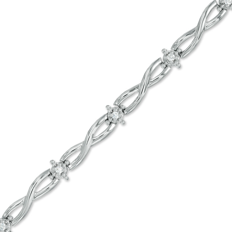 0.25 CT. T.W. Diamond Infinity Link Station Bracelet in 10K White Gold