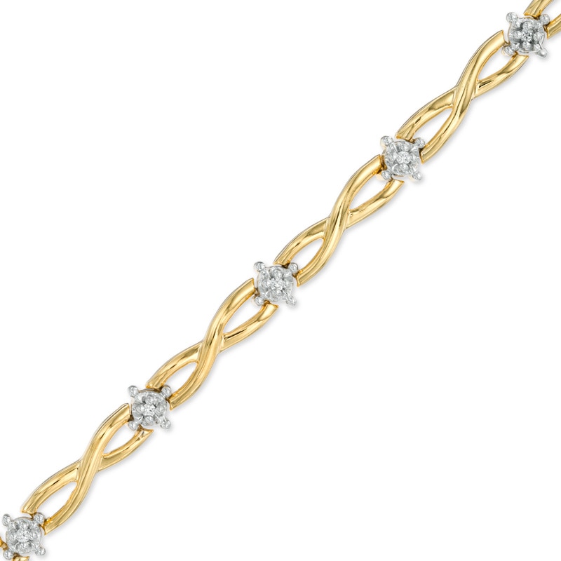 0.25 CT. T.W. Diamond Infinity Link Station Bracelet in 10K Gold