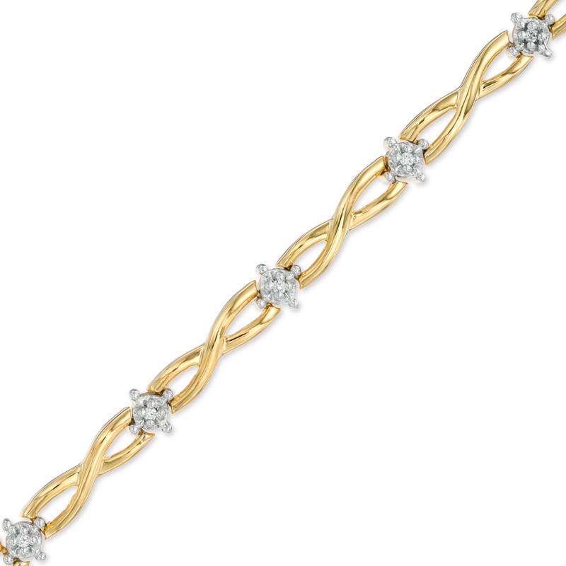 0.25 CT. T.W. Diamond Infinity Link Station Bracelet in 10K Gold