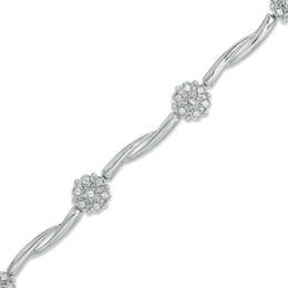 0.33 CT. T.W. Diamond Flower Garland Bracelet 10K White Gold