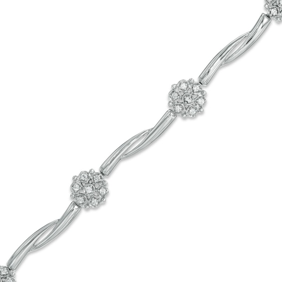 0.33 CT. T.W. Diamond Flower Garland Bracelet 10K White Gold