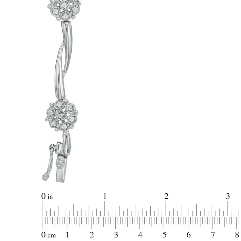 Main Image 2 of 0.33 CT. T.W. Diamond Flower Garland Bracelet 10K White Gold