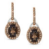 Thumbnail Image 0 of Oval Smoky Quartz and 0.45 CT. T.W. Enhanced Champagne and White Diamond Drop Earrings in 10K Rose Gold