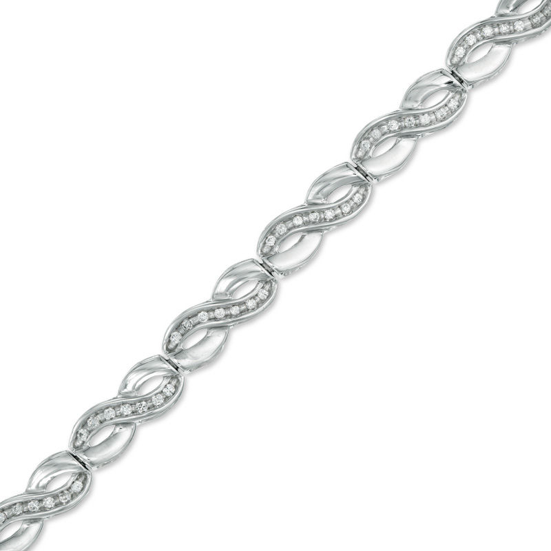Main Image 1 of 0.50 CT. T.W. Diamond Large Infinity Bracelet in 10K White Gold