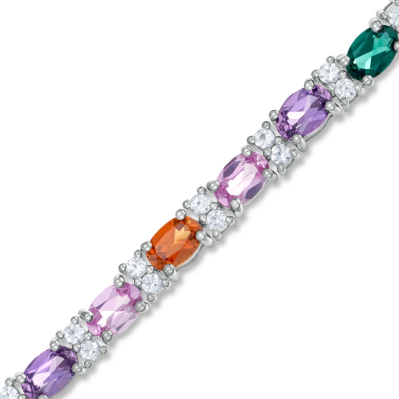 Lab-Created Multi-Gemstone Bracelet in Sterling Silver - 7.25"|Peoples Jewellers