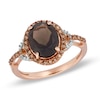 Oval Smoky Quartz and 0.30 CT. T.W. Enhanced Champagne and White Diamond Ring in 10K Rose Gold