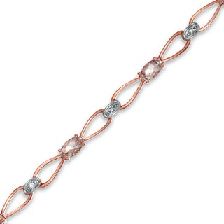 Oval Morganite and Diamond Accent Bracelet in 10K Rose Gold - 7.25"