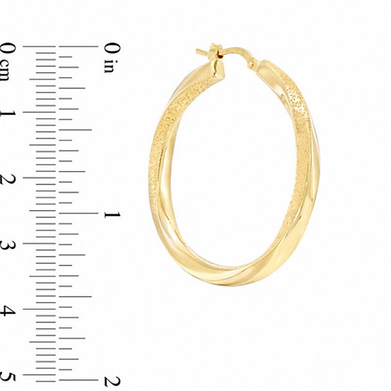 Peoples Jewellers Charles Garnier 35mm Slim Twist Hoop Earrings in Sterling Silver with 18K Gold Plate Upper Canada Mall