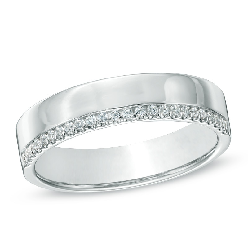 Main Image 1 of 0.10 CT. T.W. Diamond Edge Band in 10K White Gold