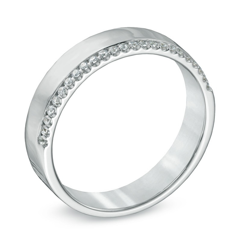 Main Image 2 of 0.10 CT. T.W. Diamond Edge Band in 10K White Gold