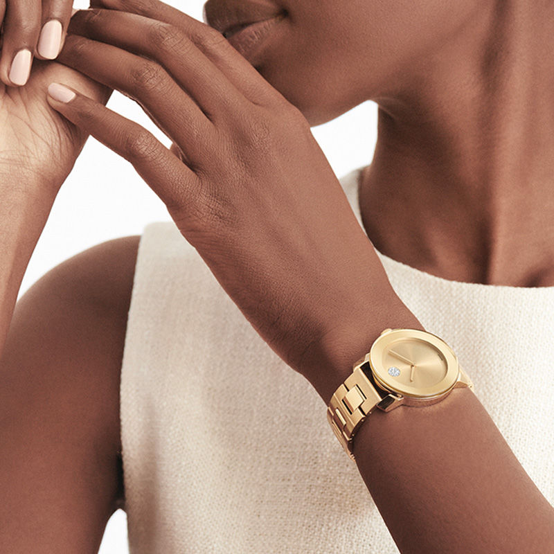 Ladies' Movado Bold® Crystal Gold-Tone Watch (Model: 3600104)