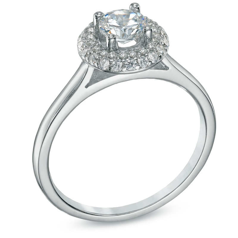 0.74 CT. T.W. Certified Canadian Diamond Frame Engagement Ring in 14K White Gold (I/I1)