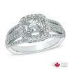 Thumbnail Image 0 of 1.00 CT. T.W. Certified Canadian Princess-Cut Diamond Frame Split Shank Ring in 14K White Gold (I/I1)