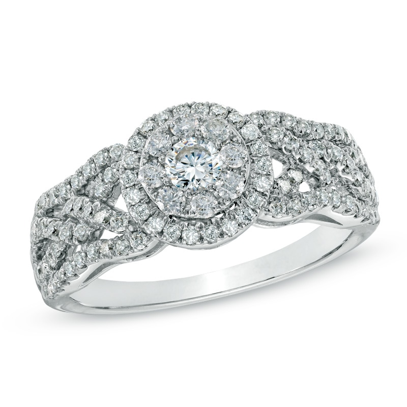0.75 CT. T.W. Diamond Twisting Engagement Ring in 14K White Gold