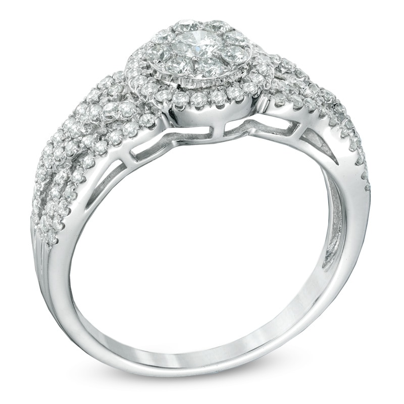 0.75 CT. T.W. Diamond Twisting Engagement Ring in 14K White Gold|Peoples Jewellers