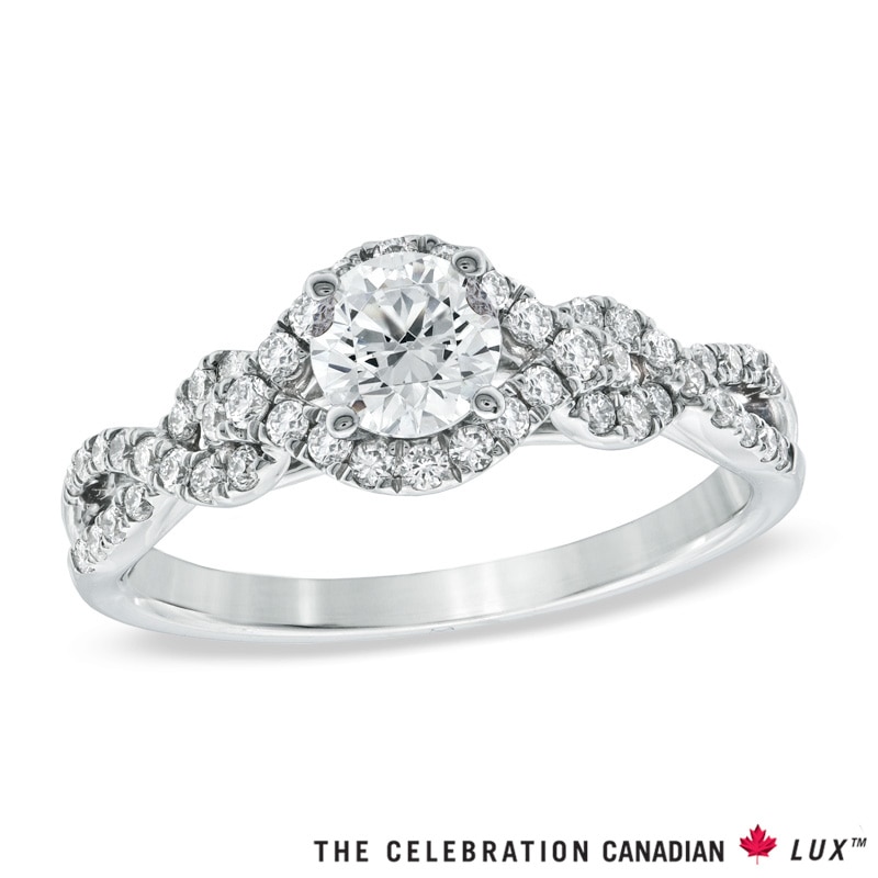 Celebration Canadian Lux® 0.78 CT. T.W. Diamond Twist Engagement Ring in 18K White Gold (I/SI2)