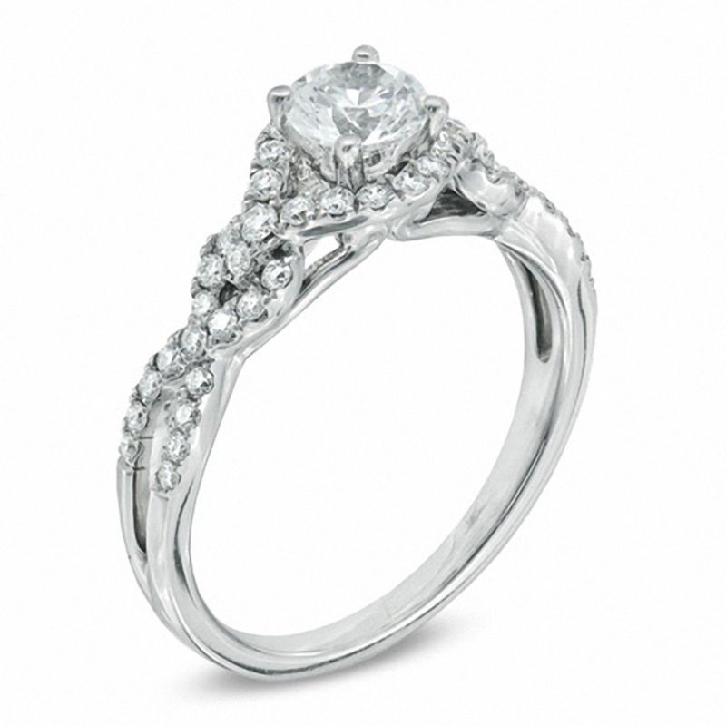 Celebration Canadian Lux® 0.78 CT. T.W. Diamond Twist Engagement Ring in 18K White Gold (I/SI2)