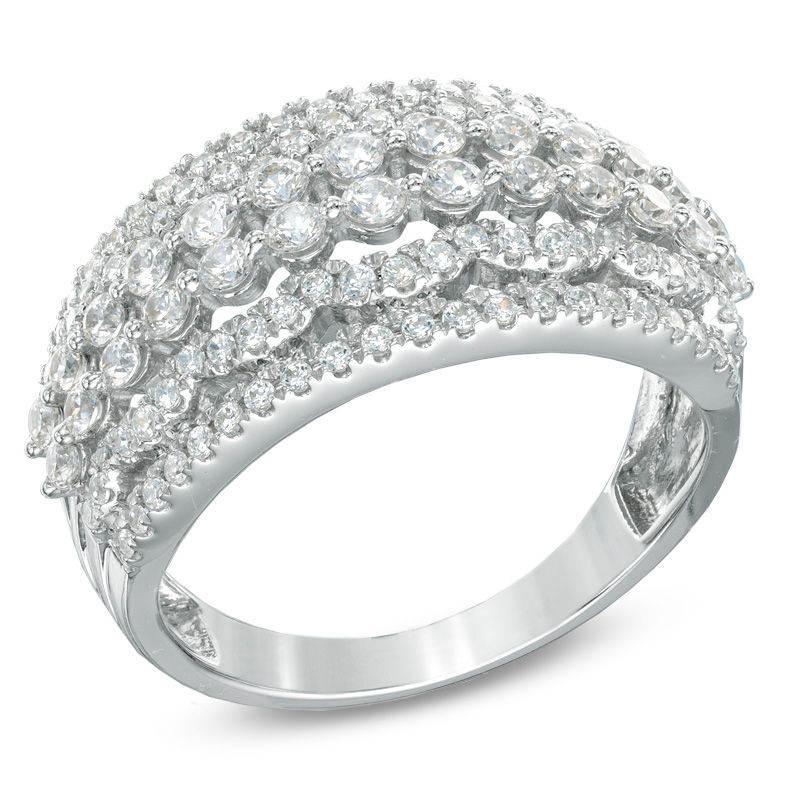 1.00 CT. T.W. Diamond Scallop Anniversary Ring 10K White Gold