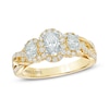 Thumbnail Image 0 of Vera Wang Love Collection 0.95 CT. T.W. Oval Diamond Three Stone Engagement Ring in 14K Gold