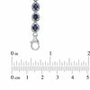 Thumbnail Image 3 of Oval Blue Lab-Created Sapphire and 0.075 CT. T.W. Diamond Bracelet in Sterling Silver - 7.5"