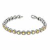 Thumbnail Image 2 of Oval Lab-Created Yellow Sapphire and Diamond Accent Bracelet in Sterling Silver - 7.5"