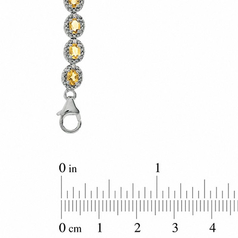 Main Image 3 of Oval Lab-Created Yellow Sapphire and Diamond Accent Bracelet in Sterling Silver - 7.5"