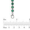Thumbnail Image 2 of Oval Lab-Created Emerald and 0.075 CT. T.W. Diamond Bracelet in Sterling Silver - 7.5"
