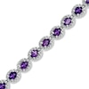 Thumbnail Image 0 of Oval Amethyst and 0.075 CT. T.W. Diamond Bracelet in Sterling Silver - 7.5"