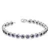 Thumbnail Image 2 of Oval Amethyst and 0.075 CT. T.W. Diamond Bracelet in Sterling Silver - 7.5"