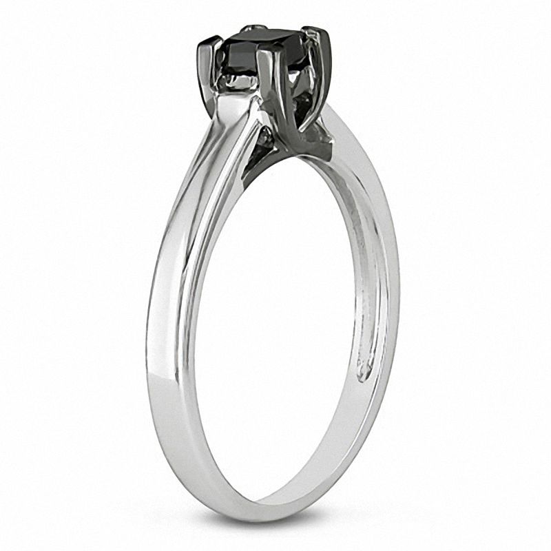 0.50 CT. Princess-Cut Black Diamond Solitaire Engagement Ring in 10K White Gold