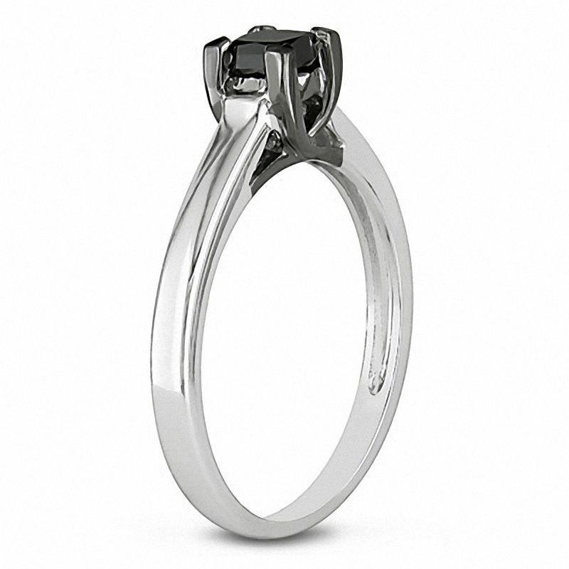 Unbrand 0.50 Carat T.W. Princess Cut Black Diamond 10 K White Gold Solitaire Engagement Ring 9