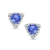 Thumbnail Image 1 of 5.0mm Trillion-Cut Tanzanite and 0.19 CT. T.W. Diamond Frame Stud Earrings in 10K White Gold