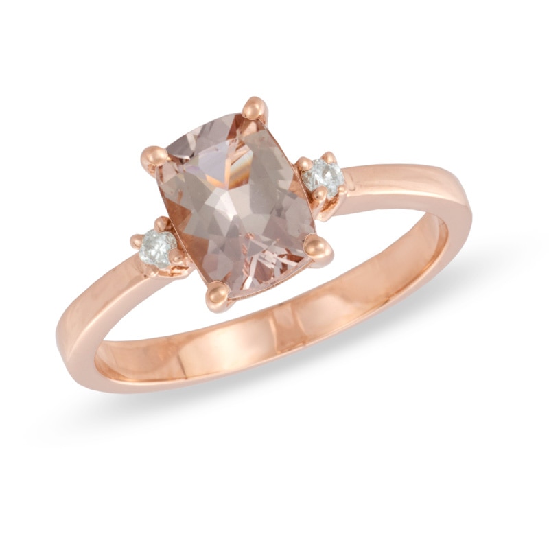 Cushion-Cut Morganite and Diamond Accent Ring in 10K Rose Gold