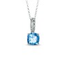 8.0mm Cushion-Cut Blue Topaz and Diamond Accent Pendant in Sterling Silver