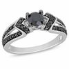 Thumbnail Image 0 of 0.98 CT. T.W. Black Diamond Engagement Ring in Sterling Silver