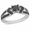 Thumbnail Image 1 of 0.98 CT. T.W. Black Diamond Engagement Ring in Sterling Silver