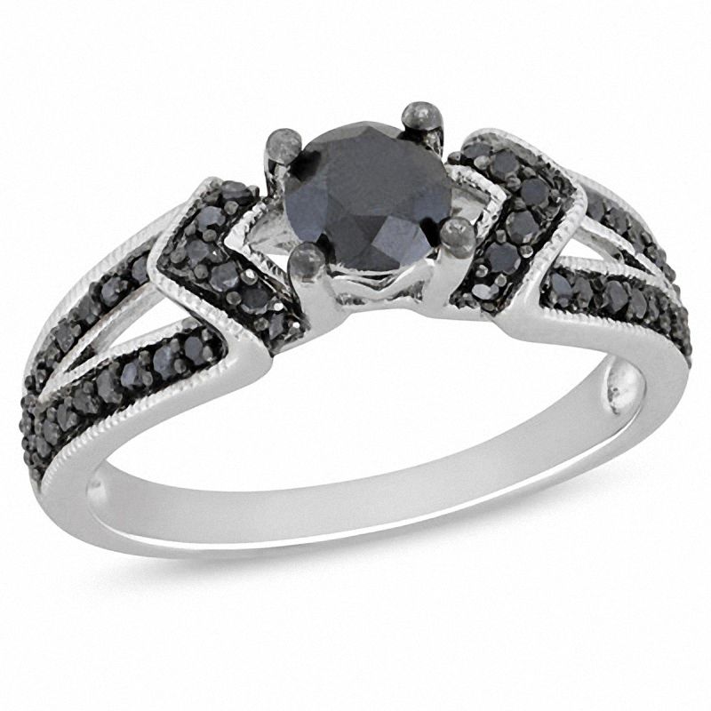 0.98 CT. T.W. Black Diamond Engagement Ring in Sterling Silver