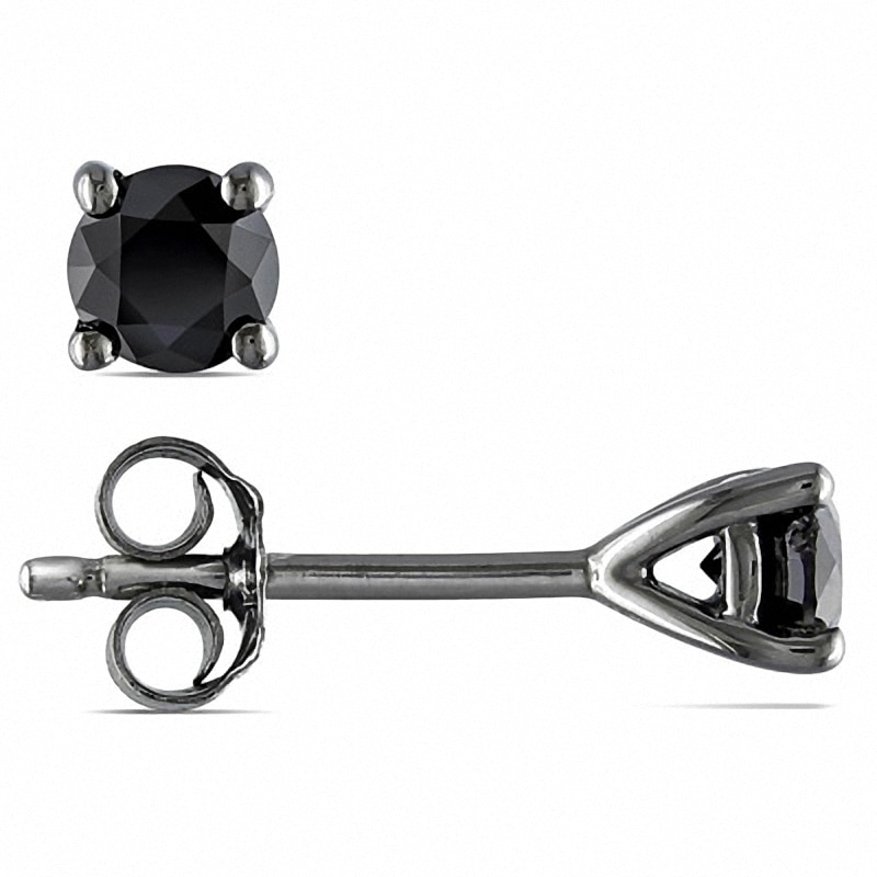 Men's 6.0mm Black Spinel Solitaire Stud Earrings in Stainless