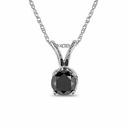 0.50 CT. Black Diamond Solitaire Pendant in 10K White Gold - 17"