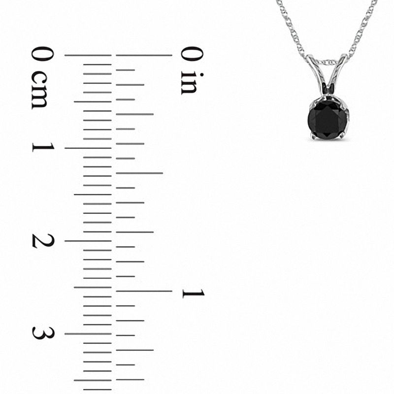 0.50 CT. Black Diamond Solitaire Pendant in 10K White Gold - 17"