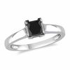 Thumbnail Image 1 of 1.00 CT. Princess-Cut Black Diamond Solitaire Ring in 10K White Gold
