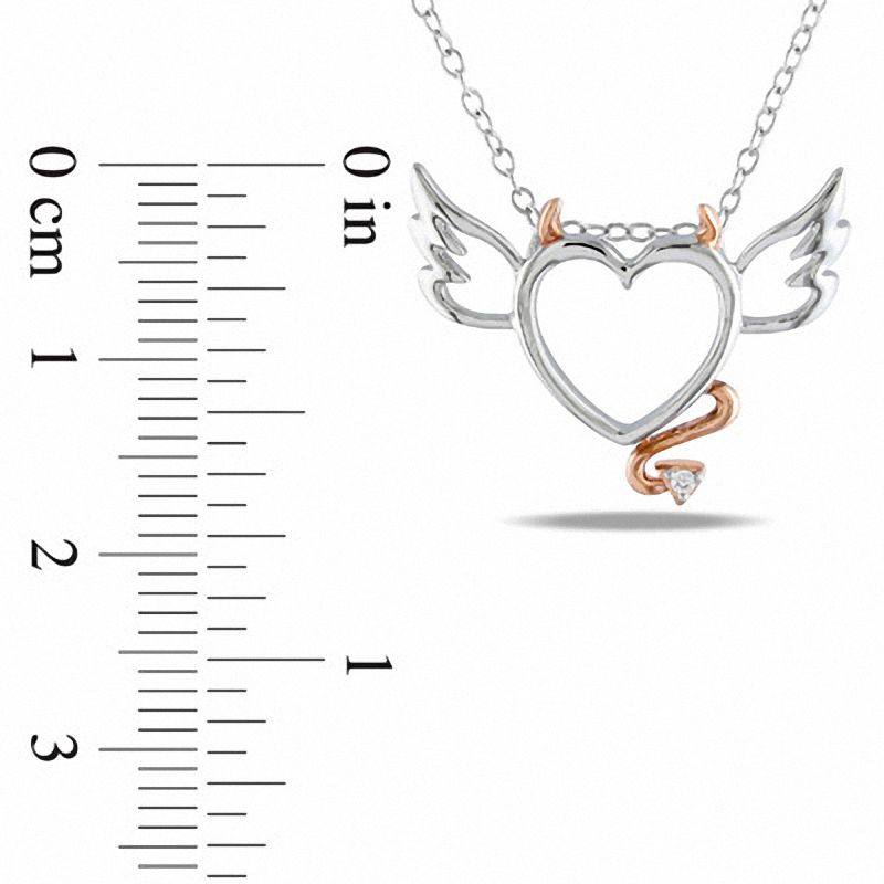 Diamond Accent Devil Heart with Wings Pendant in Sterling Silver