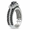 Thumbnail Image 1 of 2.00 CT. T.W. Enhanced Black and White Diamond Striped Bridal Set in 10K White Gold