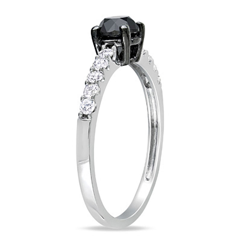 1.00 CT. T.W. Enhanced Black and White Diamond Engagement Ring in 10K White Gold
