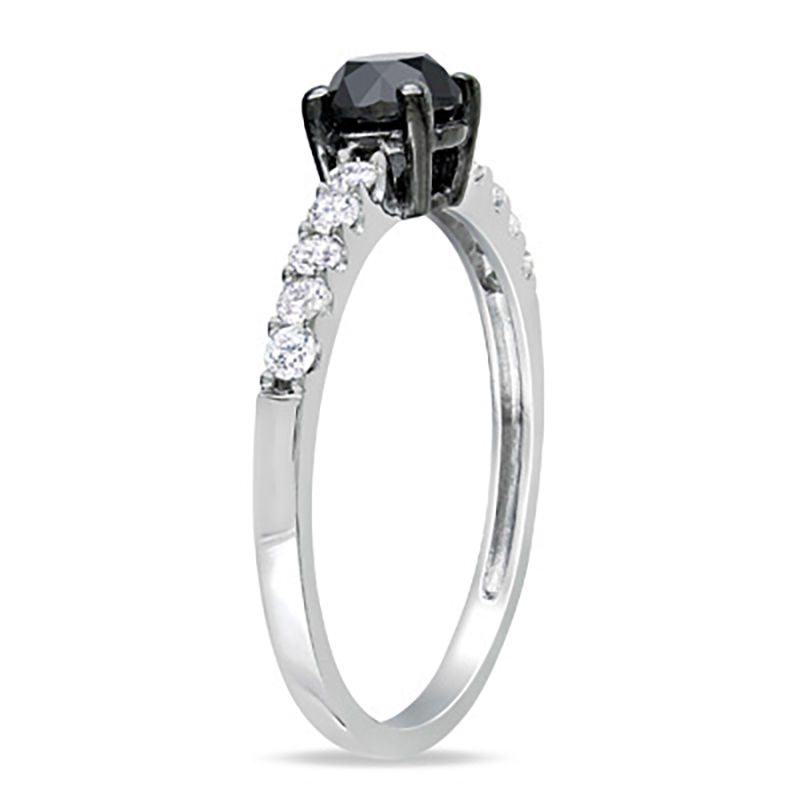 Main Image 2 of 1.00 CT. T.W. Black and White Diamond Engagement Ring in 10K White Gold